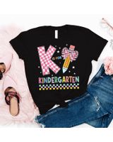 K Is For Kindergarten Teacher Coquette Bow Back To School Shirt Unisex Standard T-Shirt black s