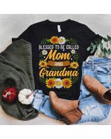 Blessed To Be Called Mom And Grandma Shirt Cute Sunflower Shirt Unisex Standard T-Shirt black s